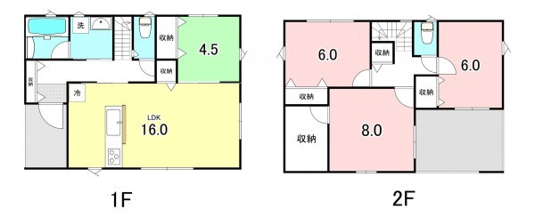 甲斐市竜王、新築一戸建ての間取り画像です