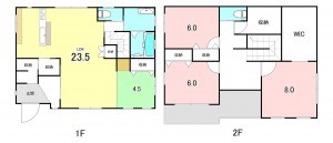 甲府市羽黒町、中古一戸建ての間取り画像です