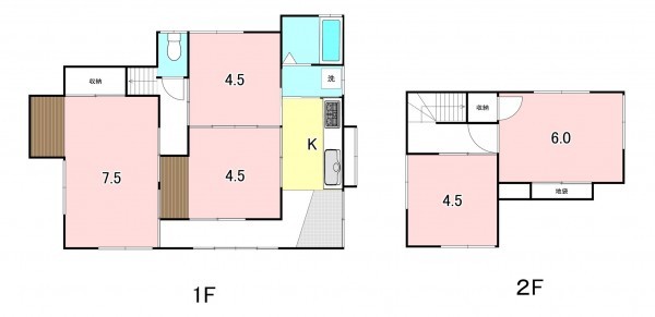 甲斐市篠原、中古一戸建ての間取り画像です