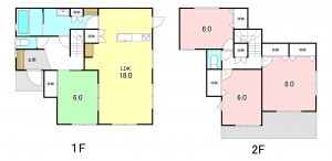 甲斐市篠原、中古一戸建ての間取り画像です