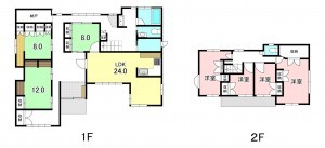 甲斐市篠原、中古一戸建ての間取り画像です