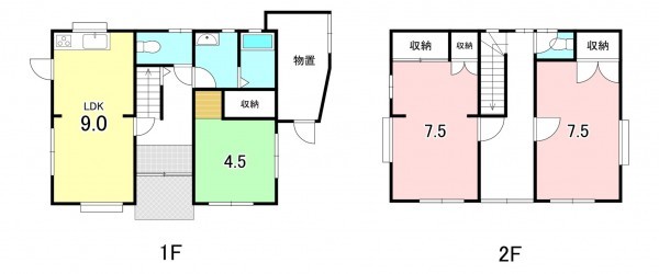 甲府市下向山町、中古一戸建ての間取り画像です