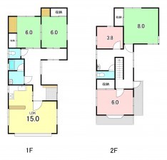 甲府市太田町、中古一戸建ての間取り画像です