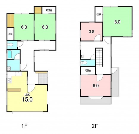 甲府市太田町、中古一戸建ての間取り画像です