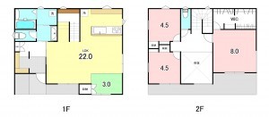 甲斐市西八幡、新築一戸建ての間取り画像です