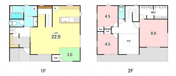 甲斐市西八幡、新築一戸建ての間取り画像です