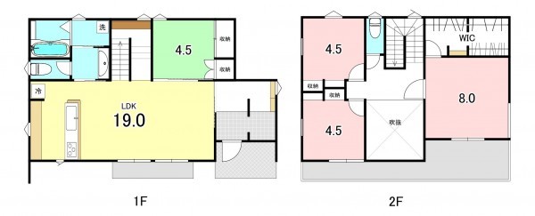 甲斐市西八幡、新築一戸建ての間取り画像です