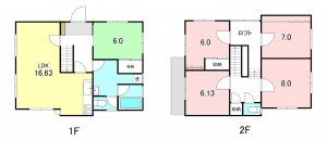 甲斐市篠原、中古一戸建ての間取り画像です