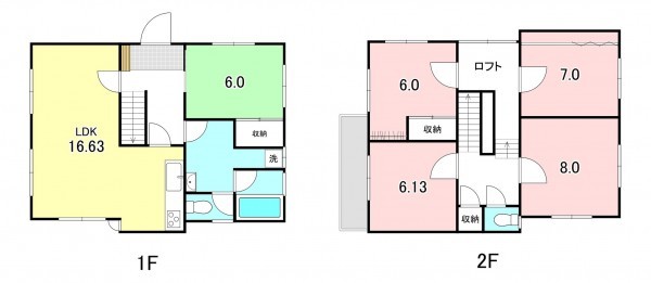 甲斐市篠原、中古一戸建ての間取り画像です