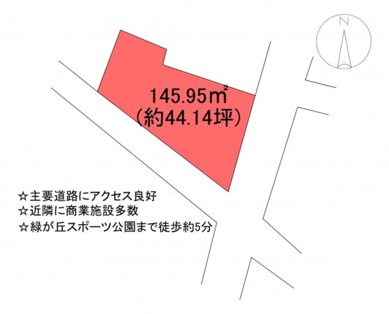 甲府市緑が丘、土地の間取り画像です