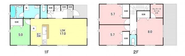 甲斐市西八幡、新築一戸建ての間取り画像です