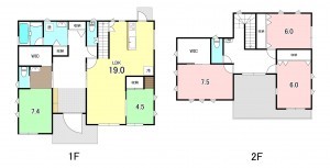 甲府市里吉、中古一戸建ての間取り画像です
