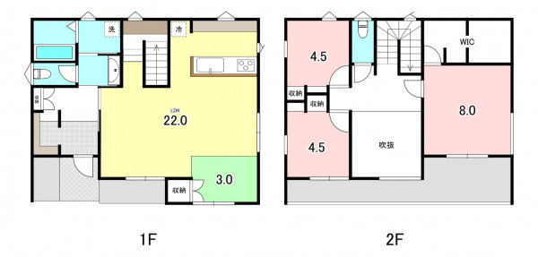 南アルプス市藤田、新築一戸建ての間取り画像です