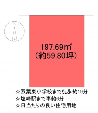 甲斐市団子新居、土地の間取り画像です