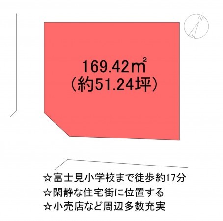 笛吹市石和町井戸、土地の間取り画像です