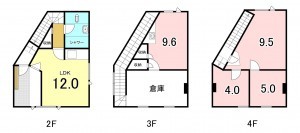 甲府市国母、中古一戸建ての間取り画像です