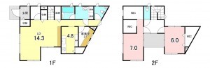 甲斐市龍地、中古一戸建ての間取り画像です