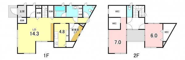 甲斐市龍地、中古一戸建ての間取り画像です