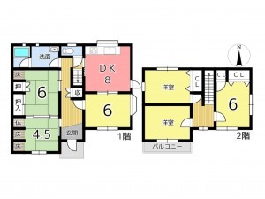 揖保郡太子町佐用岡、中古一戸建ての間取り画像です