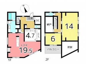 姫路市上大野、中古一戸建ての間取り画像です