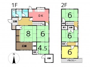 相生市旭、中古一戸建ての間取り画像です