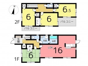 相生市山手、中古一戸建ての間取り画像です