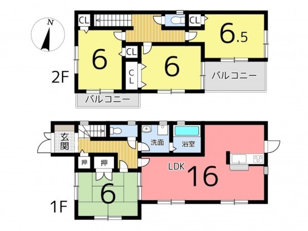 相生市山手、中古一戸建ての間取り画像です