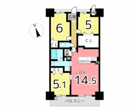 姫路市阿保、マンションの間取り画像です