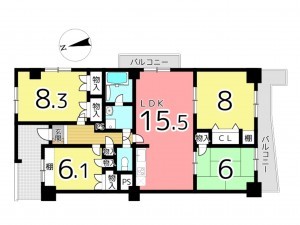 姫路市西今宿、マンションの間取り画像です