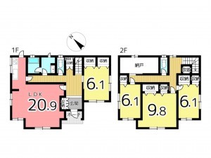 姫路市東辻井、中古一戸建ての間取り画像です