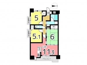 姫路市飾磨区清水、マンションの間取り画像です