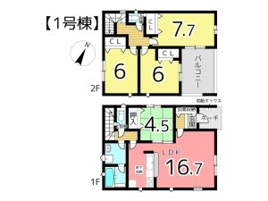 姫路市飾磨区今在家、新築一戸建ての間取り画像です