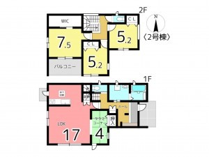 姫路市勝原区大谷、新築一戸建ての間取り画像です