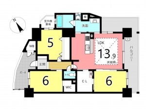 姫路市東辻井、マンションの間取り画像です