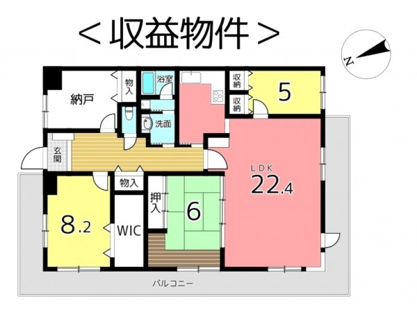 姫路市西今宿、収益/事業用物件/マンションの間取り画像です