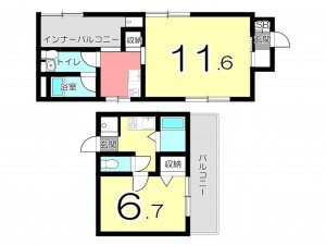 姫路市飾磨区細江、収益/事業用物件/マンションの間取り画像です