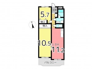 姫路市東今宿、マンションの間取り画像です