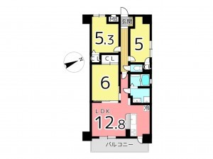 姫路市飾磨区三宅、マンションの間取り画像です