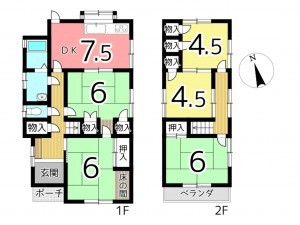 姫路市御立西、中古一戸建ての間取り画像です