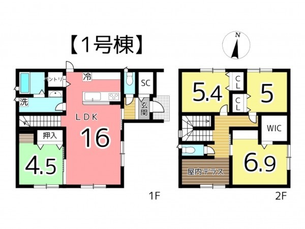 姫路市網干区田井、中古一戸建ての間取り画像です