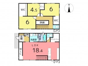 揖保郡太子町蓮常寺、中古一戸建ての間取り画像です