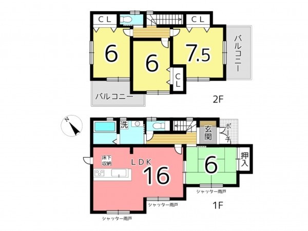 姫路市下手野、中古一戸建ての間取り画像です