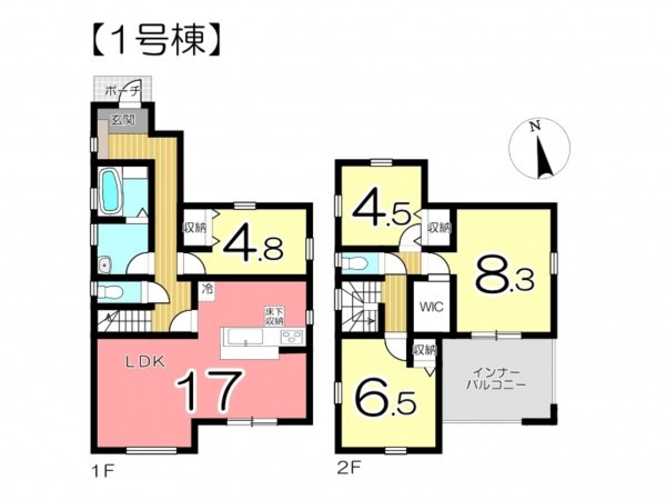 姫路市広畑区則直、新築一戸建ての間取り画像です