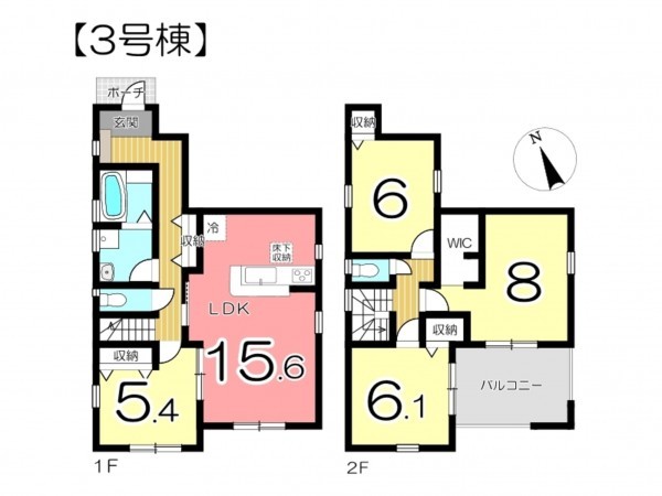 姫路市広畑区則直、新築一戸建ての間取り画像です