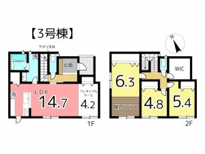 姫路市飾磨区今在家、新築一戸建ての間取り画像です