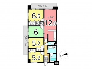 姫路市東今宿、マンションの間取り画像です