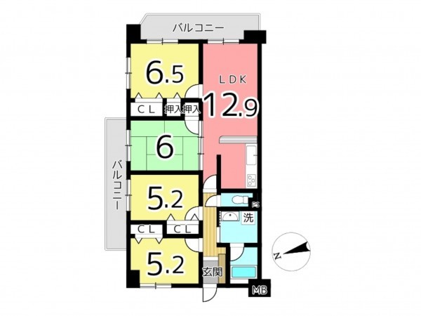 姫路市東今宿、マンションの間取り画像です