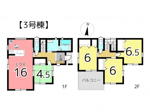 姫路市網干区高田、新築一戸建ての間取り画像です