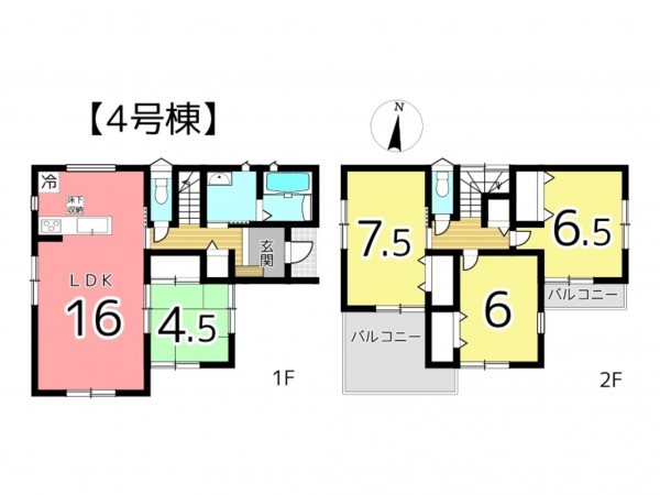 姫路市網干区高田、新築一戸建ての間取り画像です