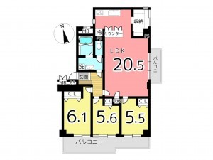 姫路市増位新町、マンションの間取り画像です